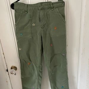 Anthropologie Embroidered Boyfriend Pants